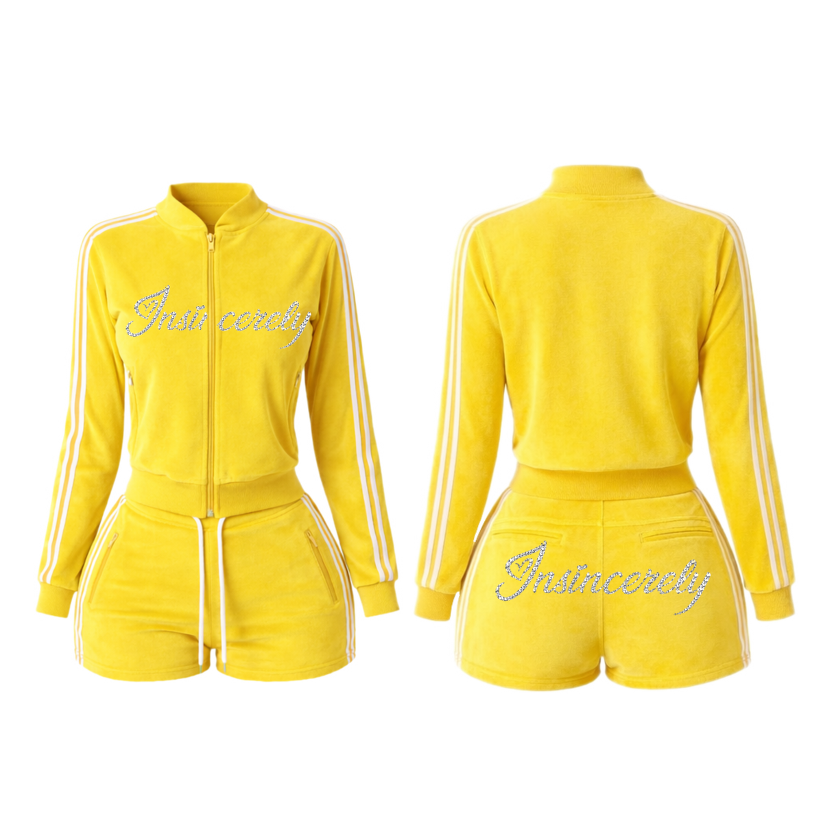 LEMON ME OUT VELOUR RHINESTONE SET