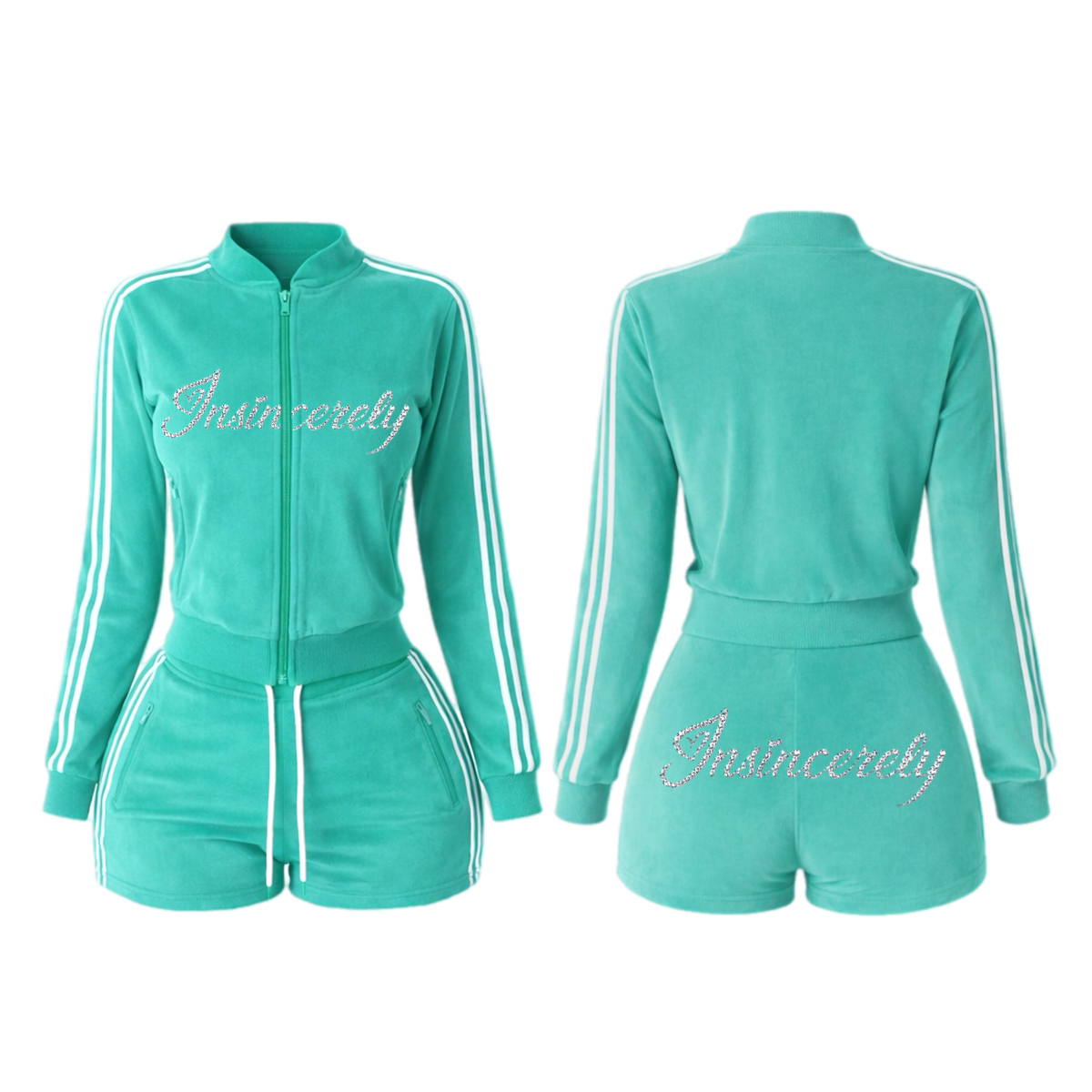 TEAL THE TRUTH VELOUR RHINESTONE SET