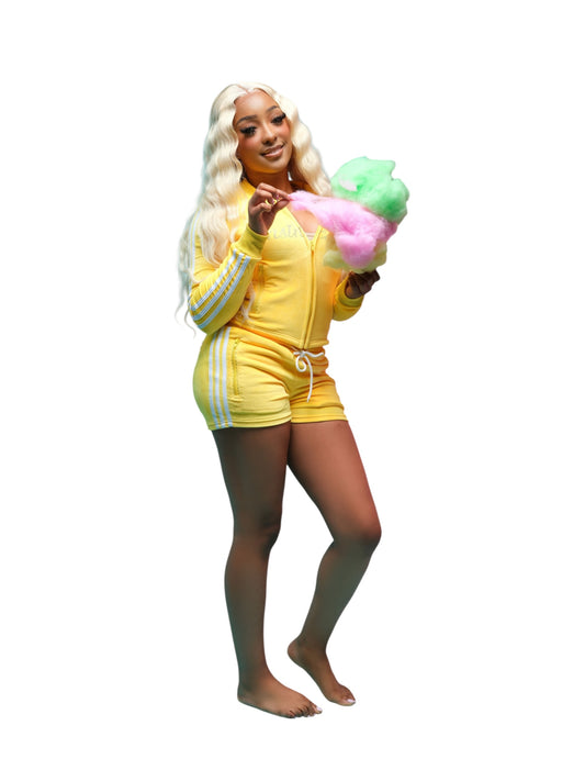 LEMON ME OUT VELOUR RHINESTONE SET